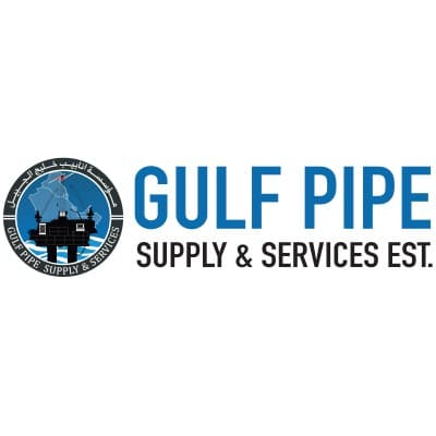 High-quality Gulf Pipe supply and services logo featuring an offshore oil rig and pipe symbols.
