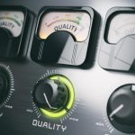 Best quality concept. Quality control switch knob on maximum pos High-quality IVM control panel with adjustable dials and gauges for optimal system performance.
